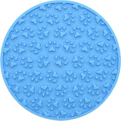 Tapis à lécher pour chien - Coussin anti-anxiété - Pour le toilettage et le lavage - Se fixe au mur ou au sol - Pour petits chiens - Forme de patte - Bleu - 1 pièce (1/5)