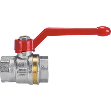 robinet à sphère en laiton - femelle / femelle - 1 pouce - effebi aster - levier aluminium rouge