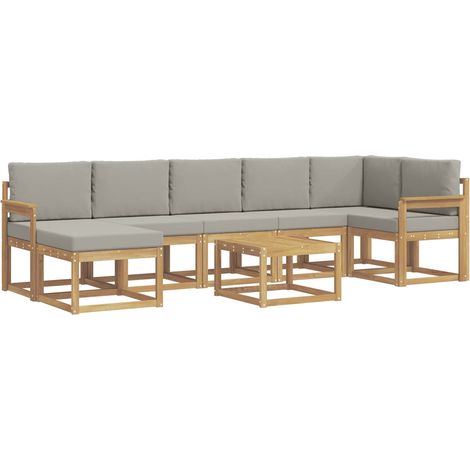 Outdoor Sofa Set 8 pcs White and Light Grey vidaXL (1/5)