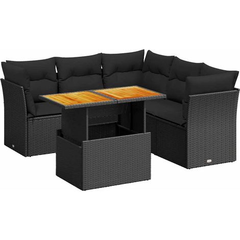 Maison Exclusive - Salon de jardin 5 pcs avec coussins noir résine tressée (1/3)