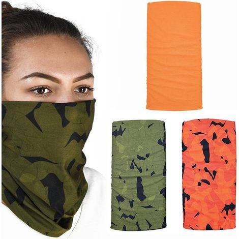 Ensemble Oxford multifonctionnel à col coupe-vent confortable, coloris camouflage orange Havoc, lot de 3 pièces, motif camouflage/rouge/orange.
