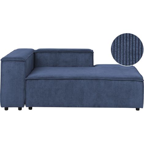 Chaise longue moderna patas negras tapizado pana poliéster azul oscuro izquierdo Ardal (1/5)