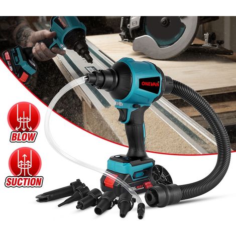 Aspirador Soplador de Polvo Recargable Inalámbrico 5 en 1, 1000W, 40000 rpm, Función de Succión, Multifunción, para Batería Makita 18v - 2batería