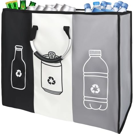 Système de tri sélectif 3 en 1 - Sacs réutilisables pour papier et métal usagé - Sacs avec anse - Grand bac de collecte pour le stockage des déchets dans la cuisine (1/5)