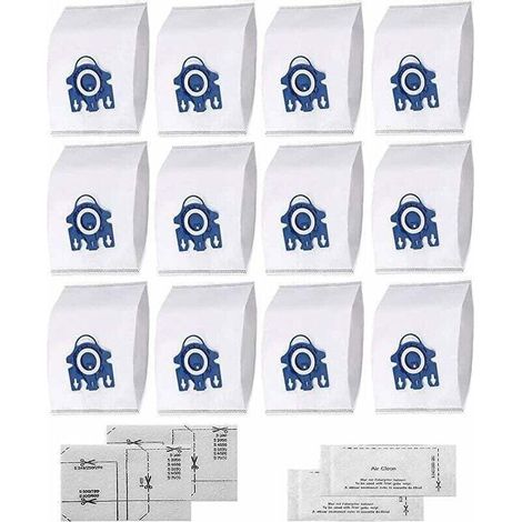 HyClean 3D FJM Vacuum Cleaner Bags for Miele (12 bags, 2 motor filters, 2 exhaust filters) Vacuum Cleaner Bags for Miele GN XXL Pack, Alternative for Miele 9917730 GN HyClean 3D (1/5)