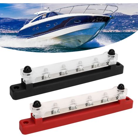 2-teilige schwarze + rote Sammelschiene DC12V-48V 150A RV/Marine 6-polige Hochstrom-M6-Verkabelung mit 12 Anschlüssen (CP-3125) (1/5)