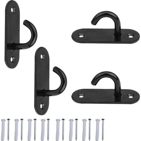 4Pcs Crochet de Plafond, Crochet Mural a Visser, Noir Inox Crochet a Visser, Crochets Ouverts Ovales Ancre de Plaque Œil, en acier inoxydable, pour ventilateur de plafond et plantes (1/5)
