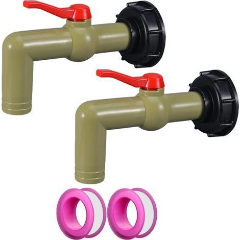 2 IBC-Auslasshähne, 1-Zoll-IBC-Kugelhahn, S60x6-IBC-Adapter mit Grobgewinde, 32 mm (S60x6) (1/5)