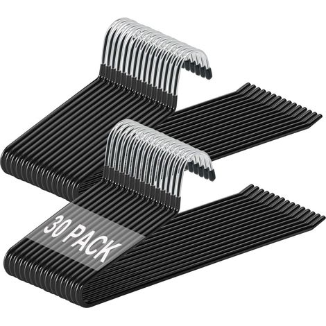 Porte-pantalons noir basique en forme d'oie, cintre, rangement pour pantalons décontractés, porte-serviettes, métal, caoutchouc, 30 pièces (1/5)