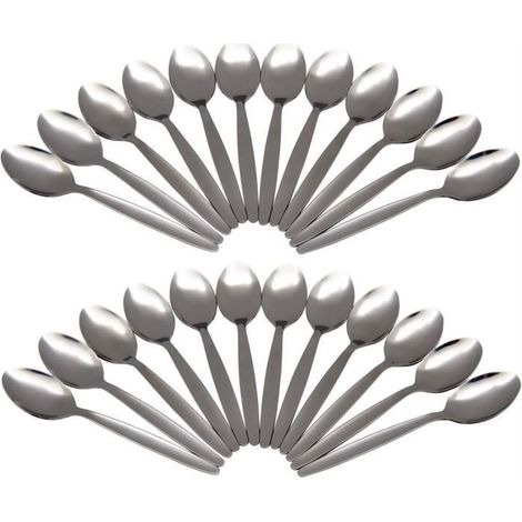 (argent)Lot de 24 cuillères à café - en acier inoxydable (1/4)