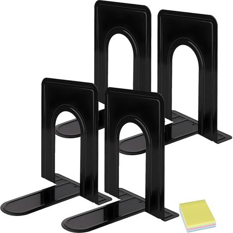Serre Livre Cale Livre Etagere Metal Presse Livre Noir Serre Livres 2 Paires Serre-Livre Bloc Livre pour Étagère Bureau Maison École Dortoir 17 x 12 x 15 cm (1/5)