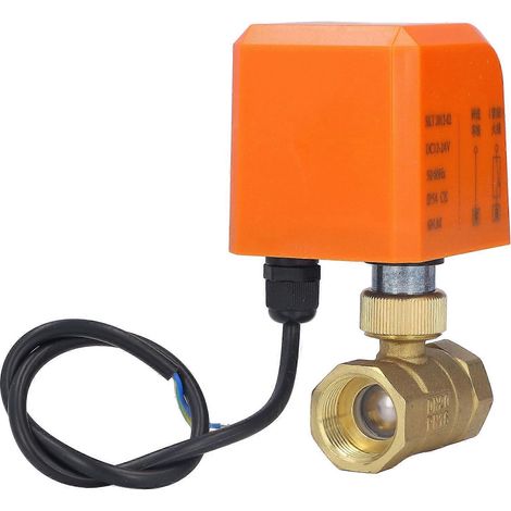 Vanne à bille électrique DN20 à 2 voies, 3/4 po, normalement fermée, 2 fils, universelle, 12-24 V CC (1/5)