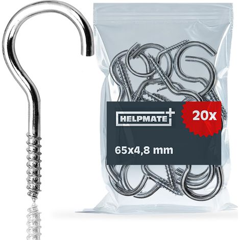 Crochets pour corde à linge 65x4,8x22x18 mm Acier électrozingué 20 pièces Crochets à visser robustes pour la fixation de cordes à linge (1/5)