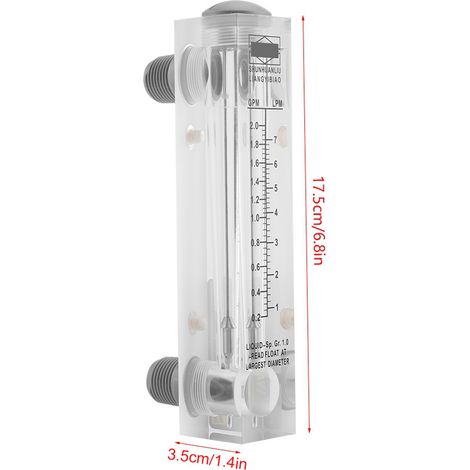 Débitmètre à panneau en verre pour liquides, mesure du débit d'eau de 0,2 à 2 GPM/1,7 LPM