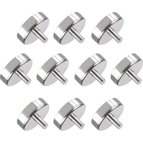 Lot de 10 aimants en néodyme : aimant avec filetage, boulons filetés M5 25 mm Aimant en pot avec force de traction de 24 kg Petits aimants pour vis à œillet ou crochets, aimants ronds en (1/5)