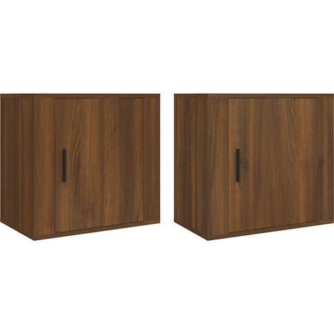 Maison Exclusive - Mesitas de noche de pared 2 uds roble marrón 5 (1/5)