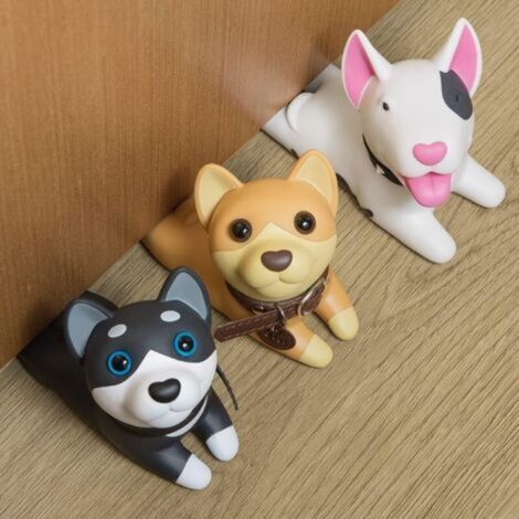Set of 3 cute dog-shaped doorstops for home and office (1/4)