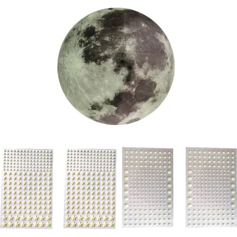 Stickers muraux fluorescents 3D Lune et étoiles autocollants (1/5)