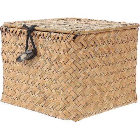 Boîte de rangement en rotin tressé avec couvercle, lot de 2, pour le thé et le rangement de la maison, orange (1/5)
