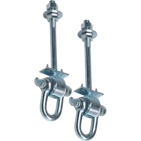 Juego de 2 ganchos de seguridad para columpios, con anillo de bloqueo, M12 x 124 mm, para madera de aproximadamente 120 mm de espesor. (1/4)