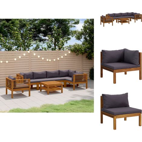 Gartenmöbel-Sets - Living 7-tlg. Garten-Lounge-Set mit Auflage Massivholz Akazie (1/5)