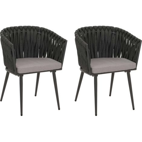 Lot de 2 chaises de salle à manger en aluminium HWC-N38, chaise d'intérieur avec accoudoir (1/3)