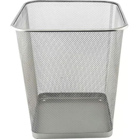 Poubelle Bureau 18L Argent - Corbeille Métal Maille Robuste Design Carré pour Maison et Entreprise (1/5)
