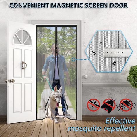 Moustiquaire Porte Fenetre 105x210, SHA2WEN Rideau Moustiquaire Magnétique Noir, Profitez de l'été en Famille
