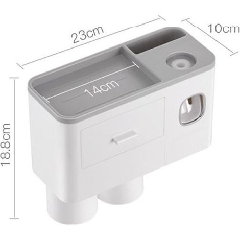 Portaspazzolino multifunzionale da parete con fissaggio magnetico, cassetto e dispenser di dentifricio a 2 scomparti, colore grigio (24,4 x 11,3 x 20 cm / 9,6 x 4,4 x 7,9 pollici) (1/3)