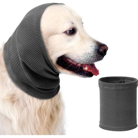 Cache-Oreilles et Snood pour Chien - Protection Contre le Bruit et le Froid - Accessoire d'Hiver pour Animaux de Compagnie (Gris-M)