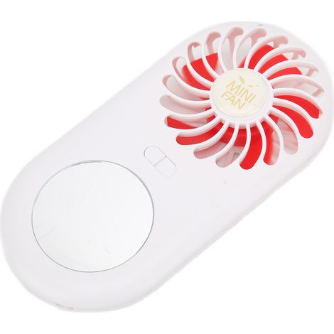 Mini-Ventilator mit Spiegel, USB-aufladbar, für Kinder, Mädchen, Frauen und Männer, rot (1/5)