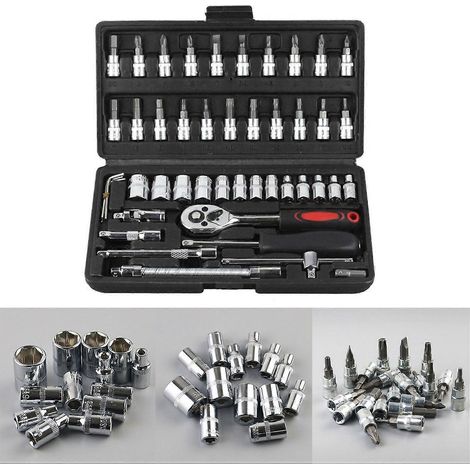 Ensemble de 46 outils de réparation automobile, comprenant un tournevis à cliquet et une surface entièrement polie, pour motos, vélos et véhicules électriques.