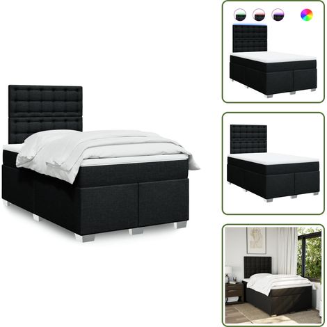 Sommier à lattes de lit avec matelas Noir 120x200 cm Tissu - Sommier À Lattes De Lit - Sommiers À Lattes De Lit - Lit - Meuble De Chambre À Coucher (1/5)