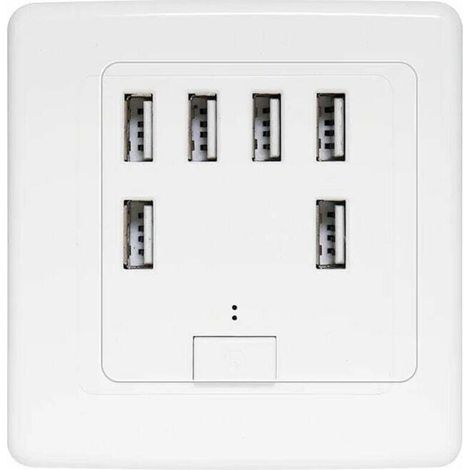 prise murale universelle USB, 6 ports intégrés, panneau de charge 220V 4A, charge rapide (1/5)