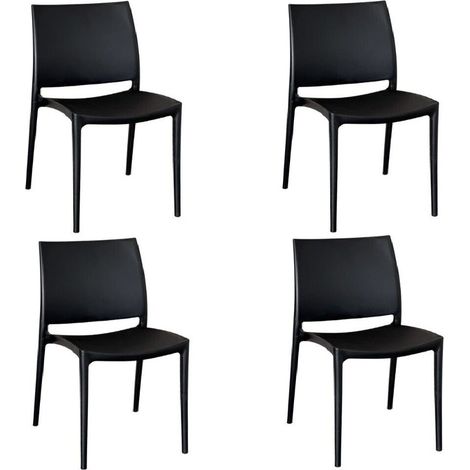 Chaise Altea en plastique noir, modèle confort x 4