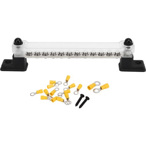 Bloc de distribution électrique avec couvercle 12 bornes 12-48V 150A universel pour voitures camping-cars bateaux yachts camions (1/5)