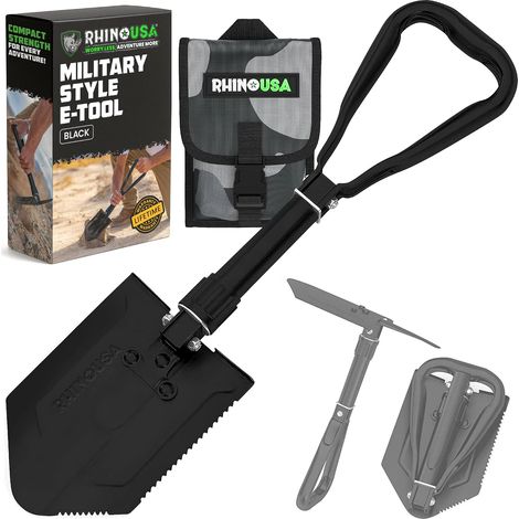 Pelle Pliante avec Pointe Outil pour Creuser en Acier Carbone de Style Militaire pour Le Tout Terrain Pelle Jardinage Accessoire Camping Accessoire Détecteur Métaux (1/5)