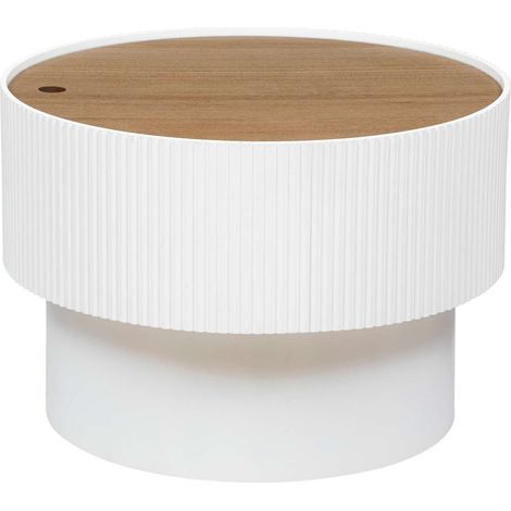 Atmosphera – Table basse relevable en bois frêne – Diamètre 55 cm x Hauteur 38 cm – Espace de rangement intégré – À monter soi-même (1/4)