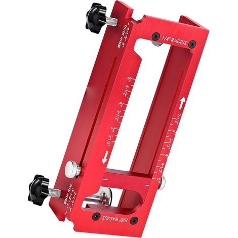 Gabarit de charnière de porte en alliage d'aluminium, kit de gabarit de défonceuse, gabarit de mortaise réglable pour longueurs et épaisseurs de 2,5 à 5 pouces, rayons de 1/4 et 5/8 pouces, angles dro (1/5)