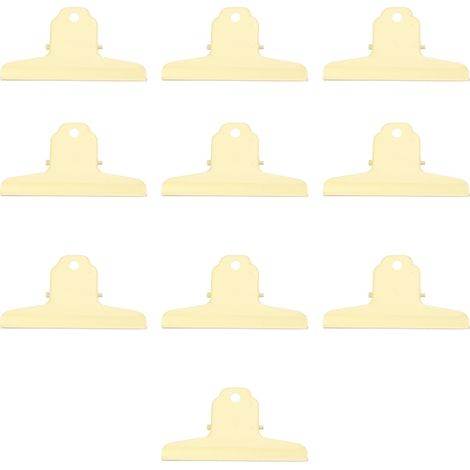 Lot de 10 pinces à classeur métalliques jaunes, forte adhérence, grandes pinces à papiers pour bureau et école. (1/5)