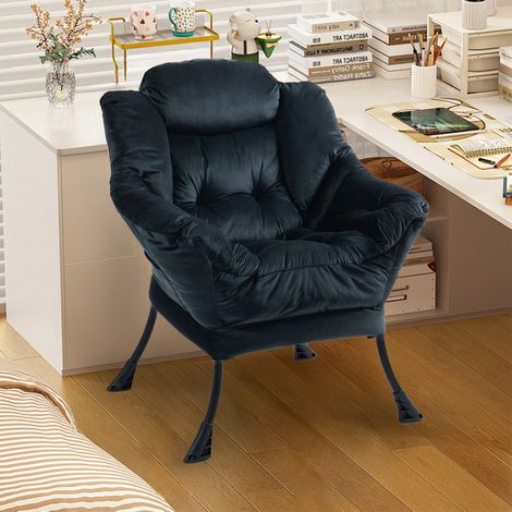 Relaxsessel Schwarz aus Metall mit bequemer Polsterung und Nackenstütze (1/4)