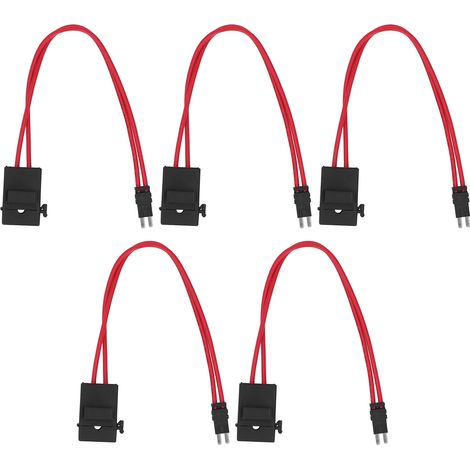 5-teiliges Kfz-Sicherungshalter-Verbinder-Mini-Hochleistungskabel-Verlängerungsset für Fahrzeuge, ATM 20A 16AWG mit 5 Sicherungen, ACM, lange Füße 9,1 mm (1/5)