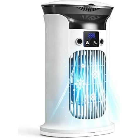Climatiseur mobile Mini climatiseur, rafraîchisseur d'air 800ml portable pour chambre, sans évacuation, silencieux (Blanc) (1/5)
