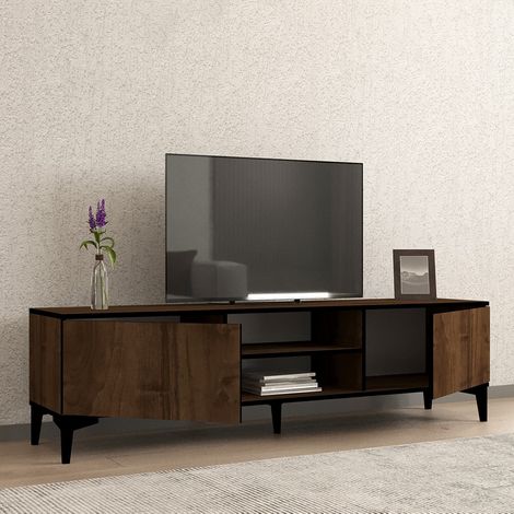 TV-Schrank Fonni, ein Regal, 2 Türen, 4 Fächer, 180x40x45h cm, Walnussbraun (1/5)