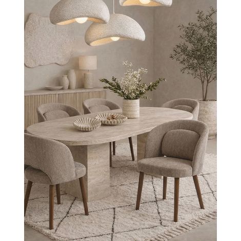 Neris beige - Lot de 2 chaises salle à manger en tissu beige (1/5)