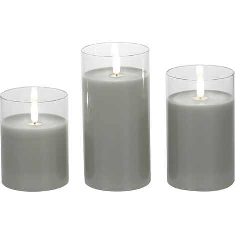 Juego de 3 velas sin llama con efecto de parpadeo dinámico, alimentadas por 2 pilas AA, para uso interior y exterior (por ejemplo, para cenas, bodas, Navidad, etc.). Ideal como regalo o para cualquier (1/5)