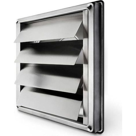 Ahlsen Grille Ventilation 150 mm Automatique Grille de Hotte Résistant aux Intempéries/Mesure carrée 184x184mm / Aeration Inox