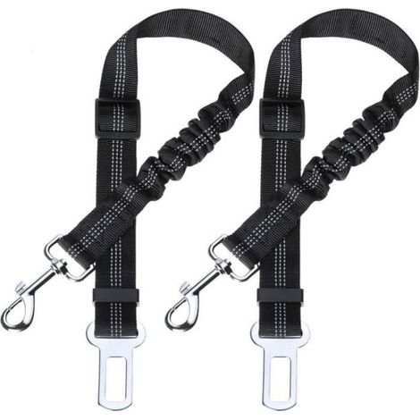 Ceinture De Sécurité Pour Chien - Amortisseur Élastique - Réglable 55 À 75 Cm - Pour Voiture SUV - Noir - 2 Pièces (1/5)