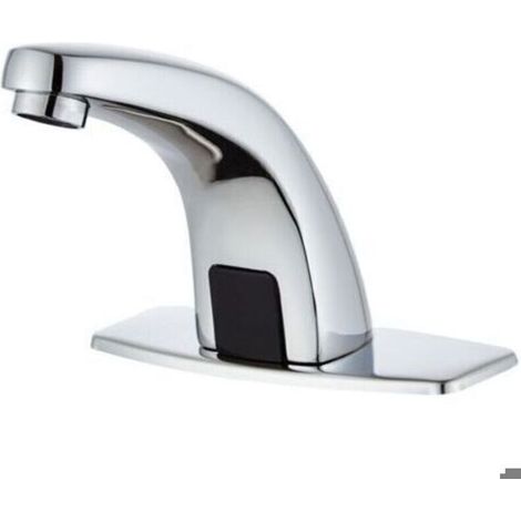 Robinet de lavabo automatique sans contact avec couvercle perforé, capteur de courant continu, chrome (1/4)