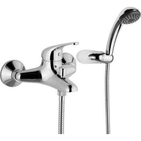 Miscelatore vasca in ottone cromo con doccetta, supporto e flessibile di Rubinetterie Mariani Linea Astro (1/2)